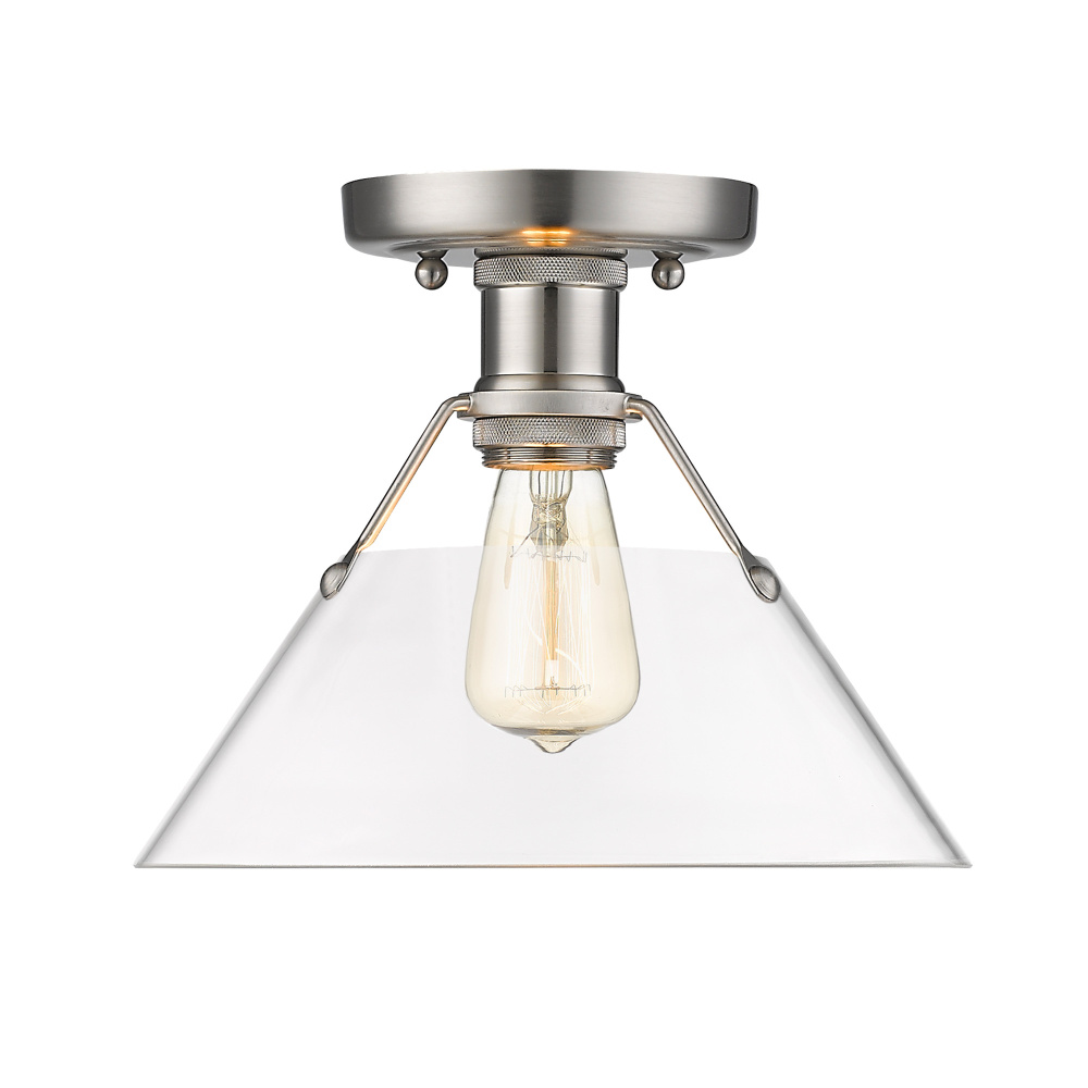 Yep by Golden Lighting Orwell 1-light Flush Mount in Pewter and Clear Glass